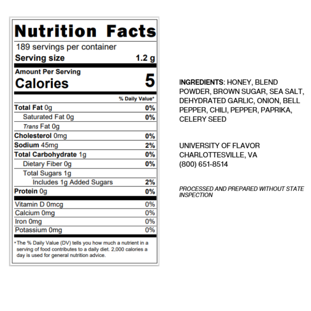 All Purpose Seasoning Nutrition Facts